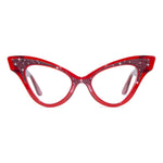 Load image into Gallery viewer, clear red winged cat eye glasses frame, front view