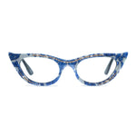 Load image into Gallery viewer, blue & cream winged cat eye glasses