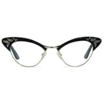 Load image into Gallery viewer, cat eye glasses black and gold frame front view