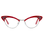 Load image into Gallery viewer, red & gold cat eye glasses front view