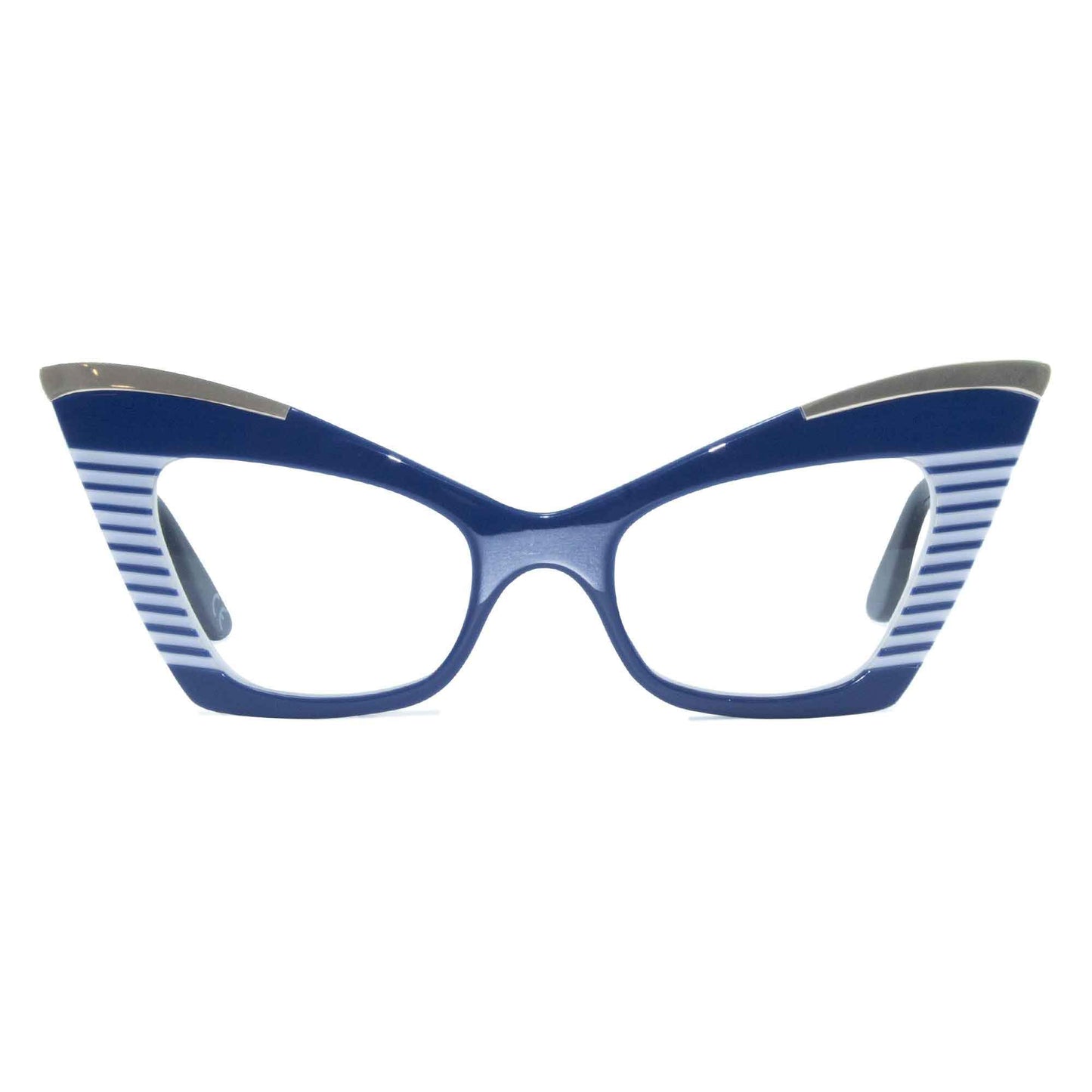 blue & white cat eye glasses