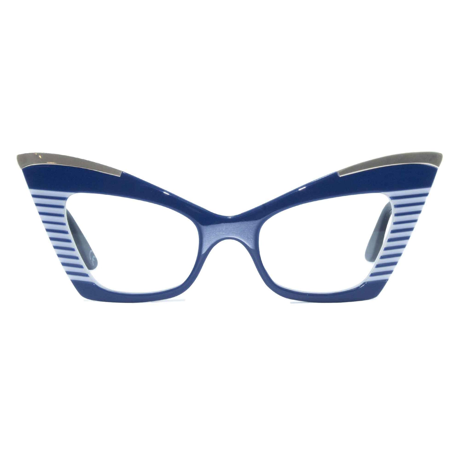 blue & white cat eye glasses