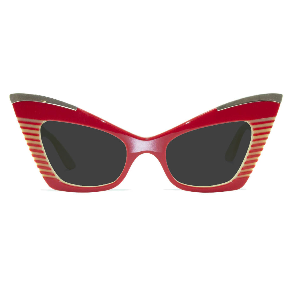 red & cream cat eye sunglasses