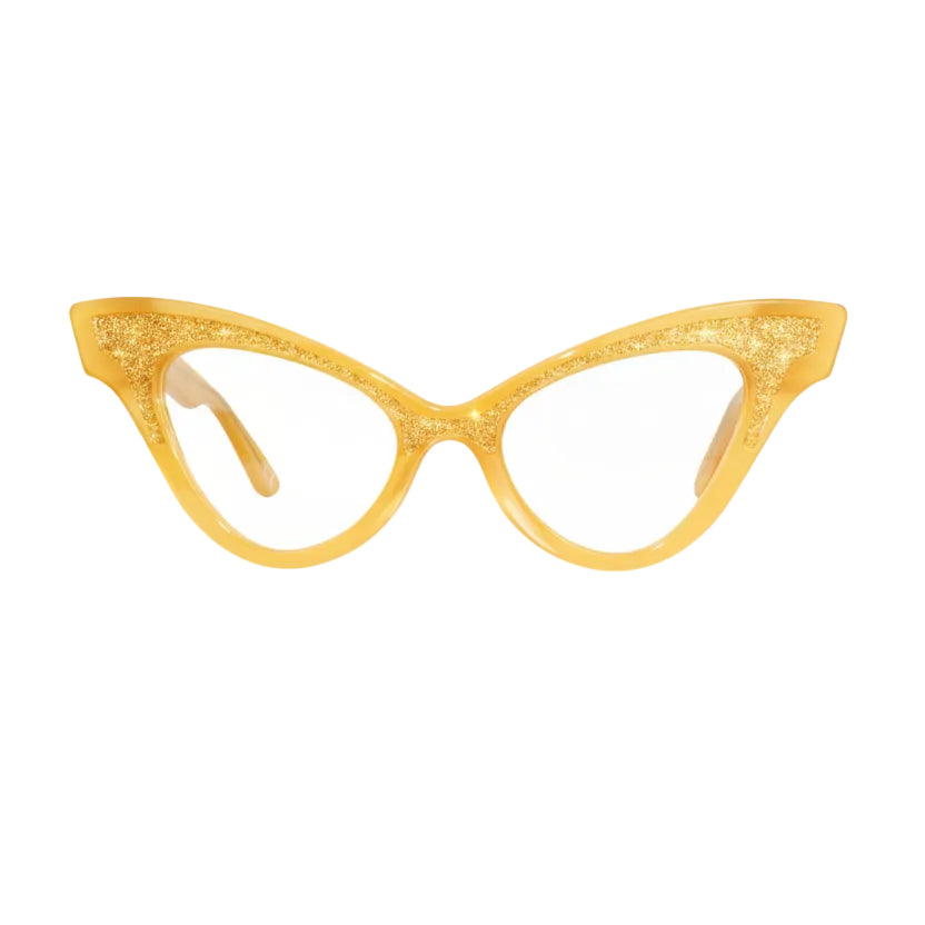 Yellow cat eye glasses frame