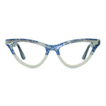 Load image into Gallery viewer, blue lace &amp; cream cat eye glasses
